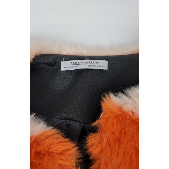 Zara Trafaluc Faux Fur Jacket Womens‎ Small. Striped Multicolor Longsleeve. - Picture 3 of 6